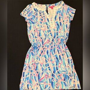 Lilly Pulitzer Reble Dress Romper Blue Reel Nauti Anchor Women’s Size M